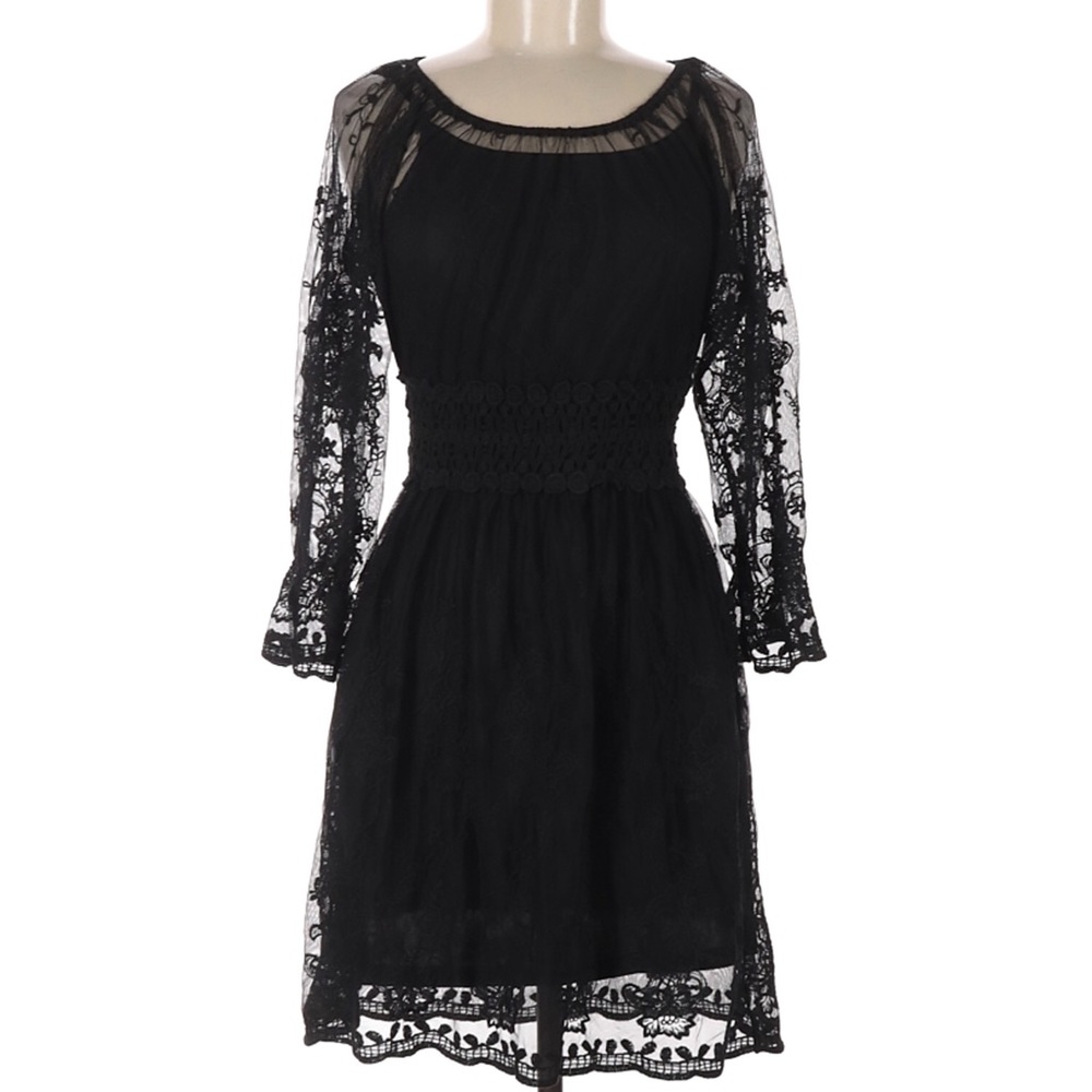 🔥 UP by Ultra Pink Black Embroidered Lace Dress